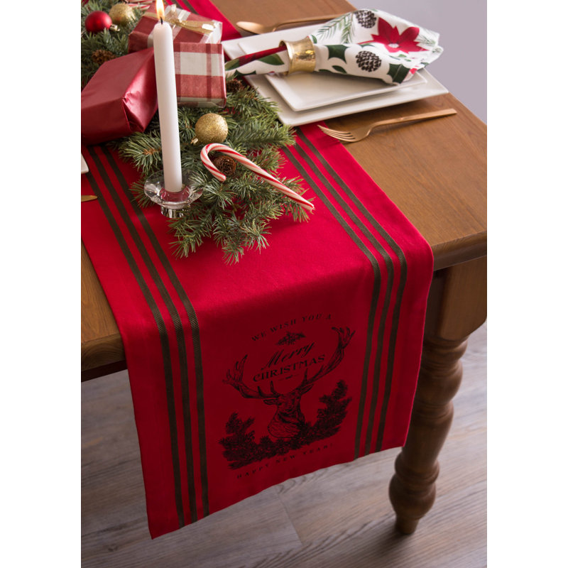 Chemin de table Scarlett, L 70 po x l 14 po, Renne rouge