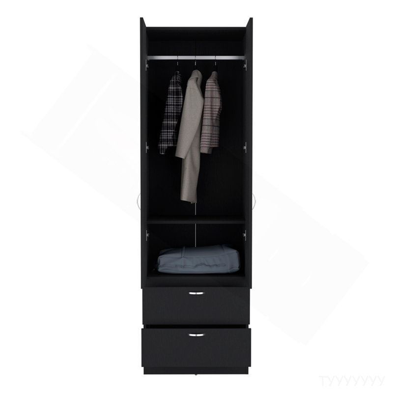 Armoire Marlton, chambre à coucher, noir, Noir