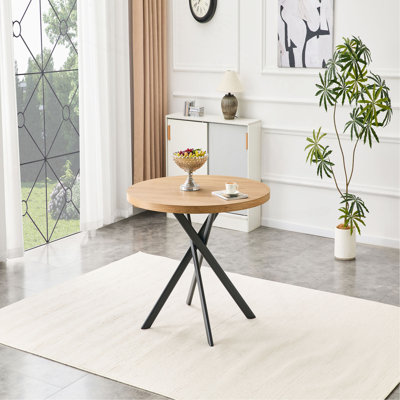 Round Foldable Dining Table for Small Spaces - MDF Material, Perfect for Dining Room, Tea Room & Cafe