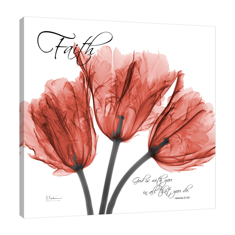 «Tulips Laugh», toile tendue par Albert Koetsier, H 18 po x l 18 po x P 1,5 po