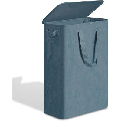 Panier à linge pliable et étroit avec couvercle, 55 L, en tissu Oxford 600D, idéal pour les petits espaces entre la machine à laver et le sèche-linge.