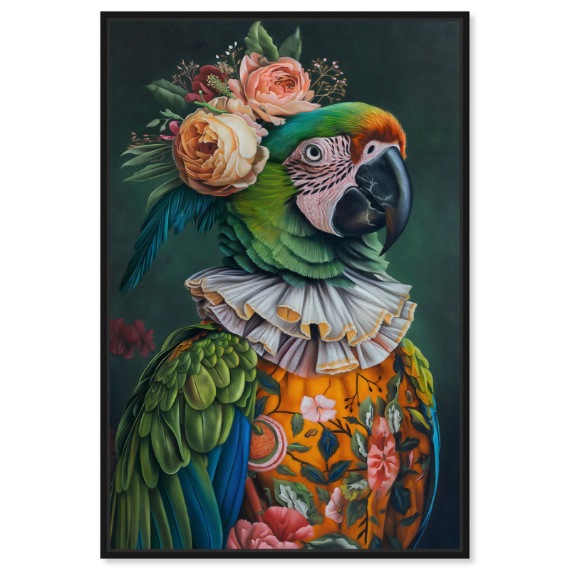 Art de la salle de bain «Parrot I» par Art Remedy, Cadre noir, H 25 po x l 17 po