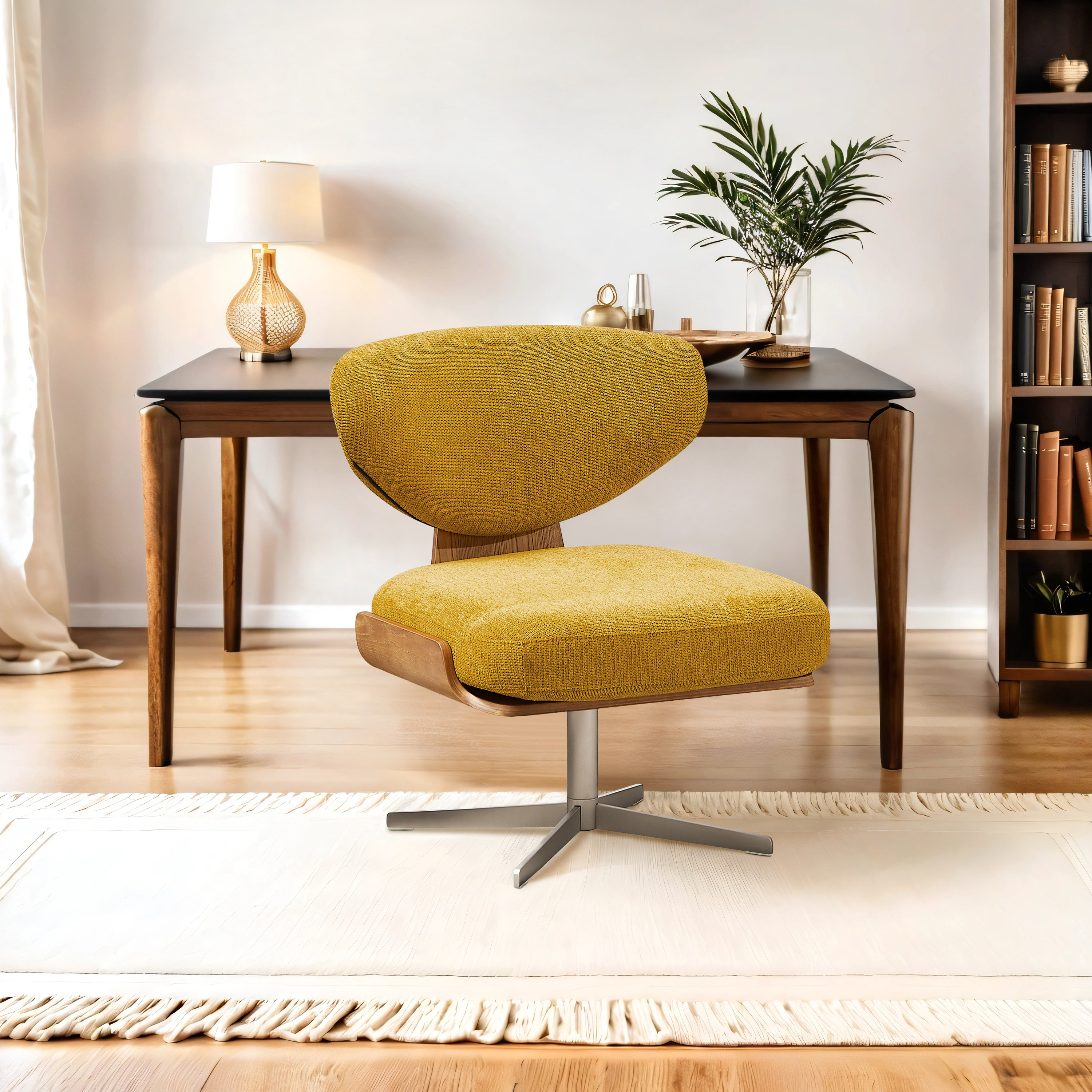 Corrigan Studio® Nohl Swivel Home Office Desk Chair with Bentwood Back and seat & Reviews | Wayfair