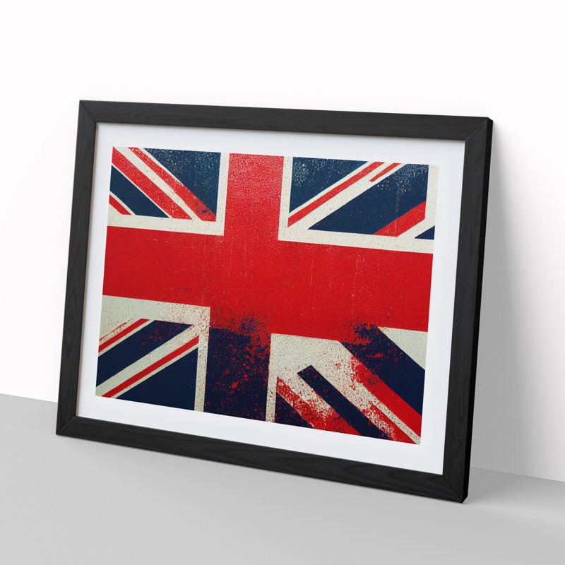 Union Jack Flag Graffiti Vol.3 - Framed Print, Black, 46cm H x 64cm W x 2cm D