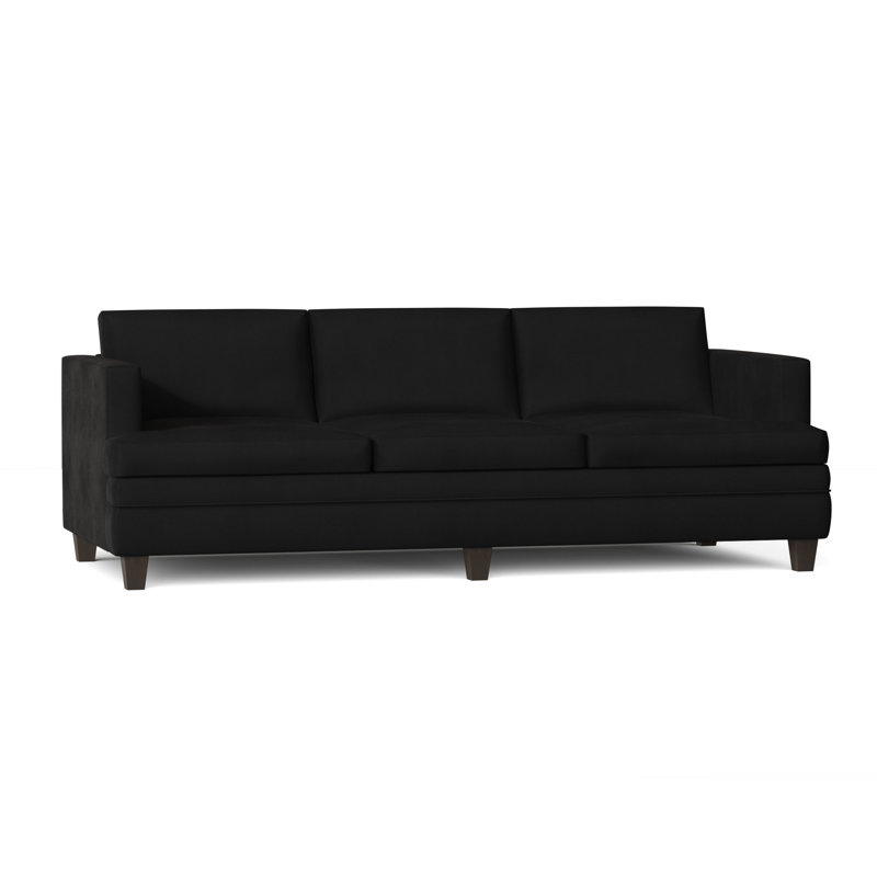 Todd Upholstered 90'' Sofa, Metrolinen Graphite, Brown Mahogany