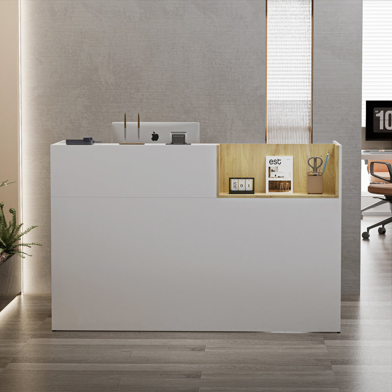 63'' Modern Wood Reception Desk With Storage