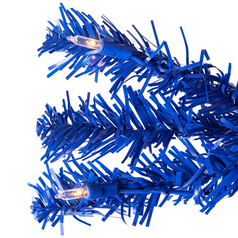 Pre-Lit Medium Artificial Pine Christmas Tree - Royal Blue - Clear Lights, 6'