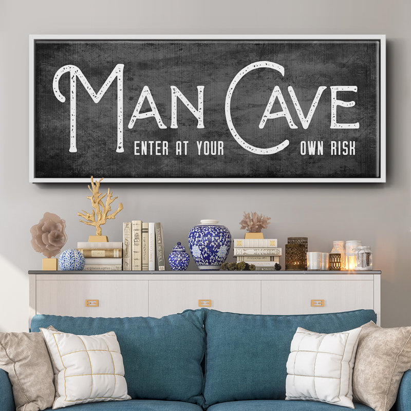 Man Cave- Framed Canvas, 12" H x 30" W