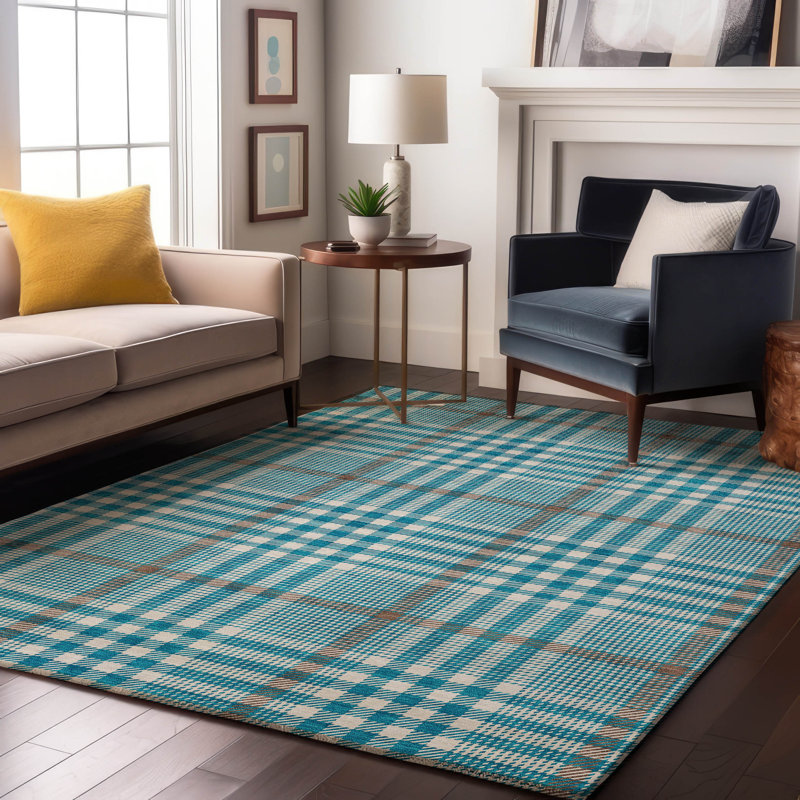 Premium Machine Washable Corry AMF1054 Plaid Rug, Rectangle 10' x 14'