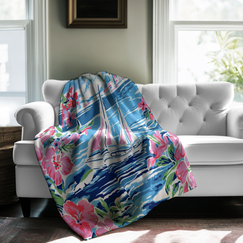 Motif de balise maritime - 1 pièce Sherpa Premium, L 60 po x L 80 po, Designs de voile élégants