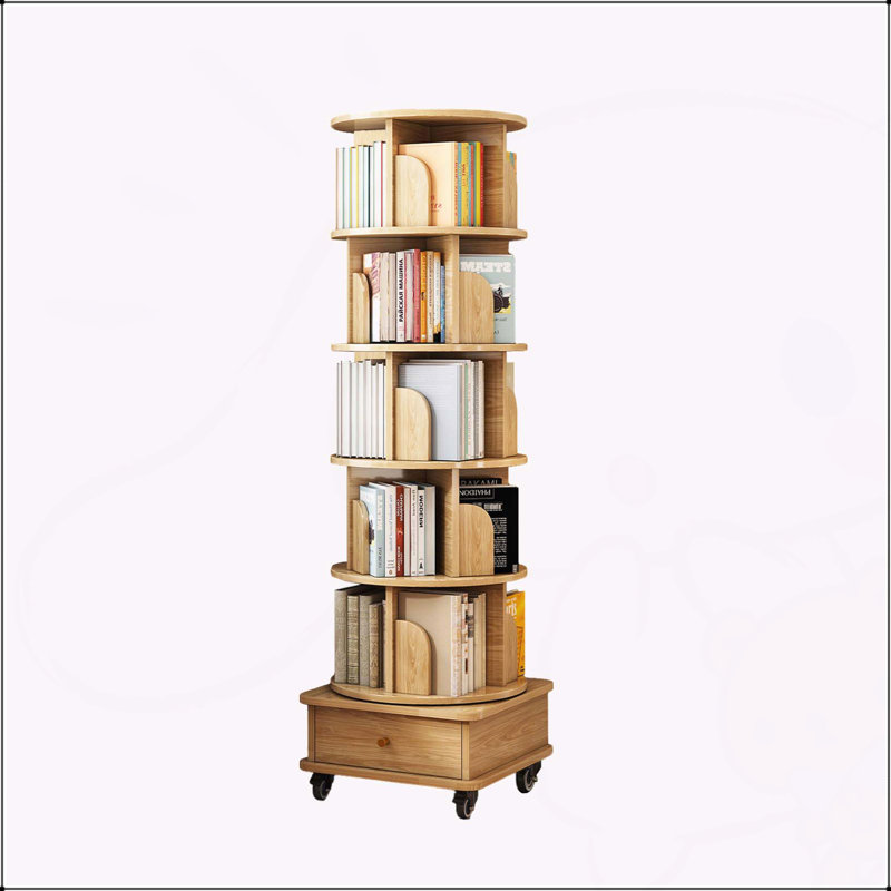 Versatile Rotating Bookshelf for Various Rooms, Enhancing Storage and Organization, Wood