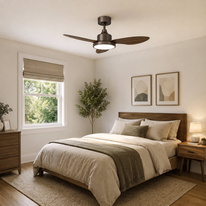 42" Ceiling Fan with Light, High Airflow Low Noise DC Motor, 6-Speed Reversible Airflow, Upgraded Premium ABS Blades
