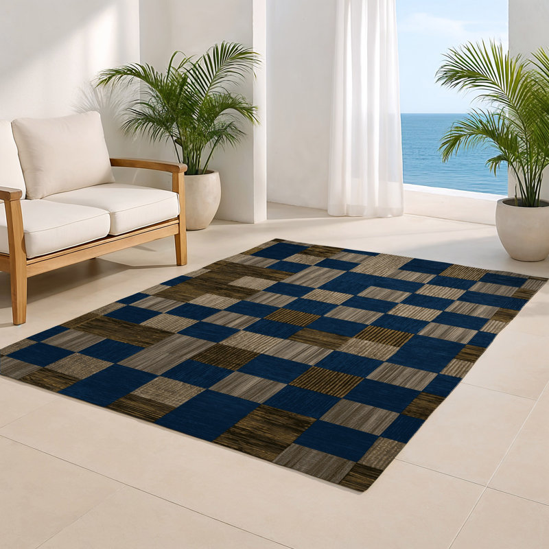 Tapis d'intérieur et d'extérieur à carreaux gris, Rectangulaire 2 pi x 3 pi