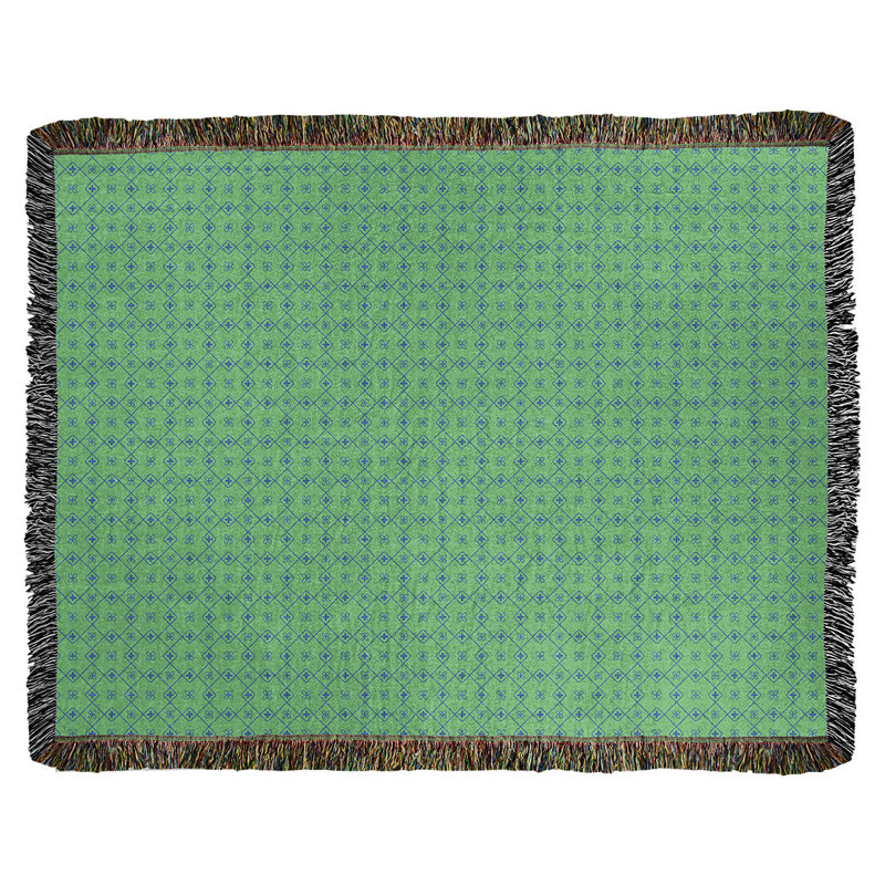 Couverture en coton Katelyn Elizabeth, l 50 po x L 60 po, Vert / bleu