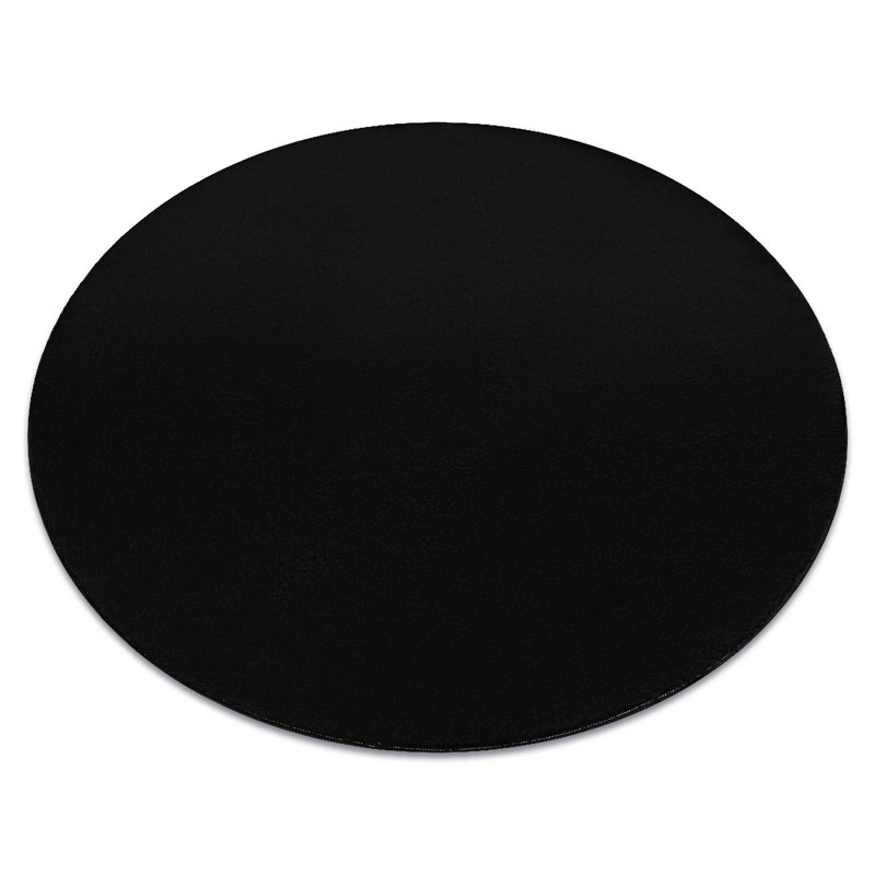Pacificia Solid Colour Area Rug, Black, Round 80cm