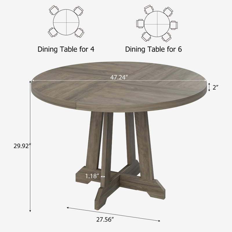Table de salle à manger 47 en bois Framhouse, Gris