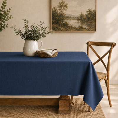 Heavyweight Linen Textured Rectangle Spill Resistant Tablecloth