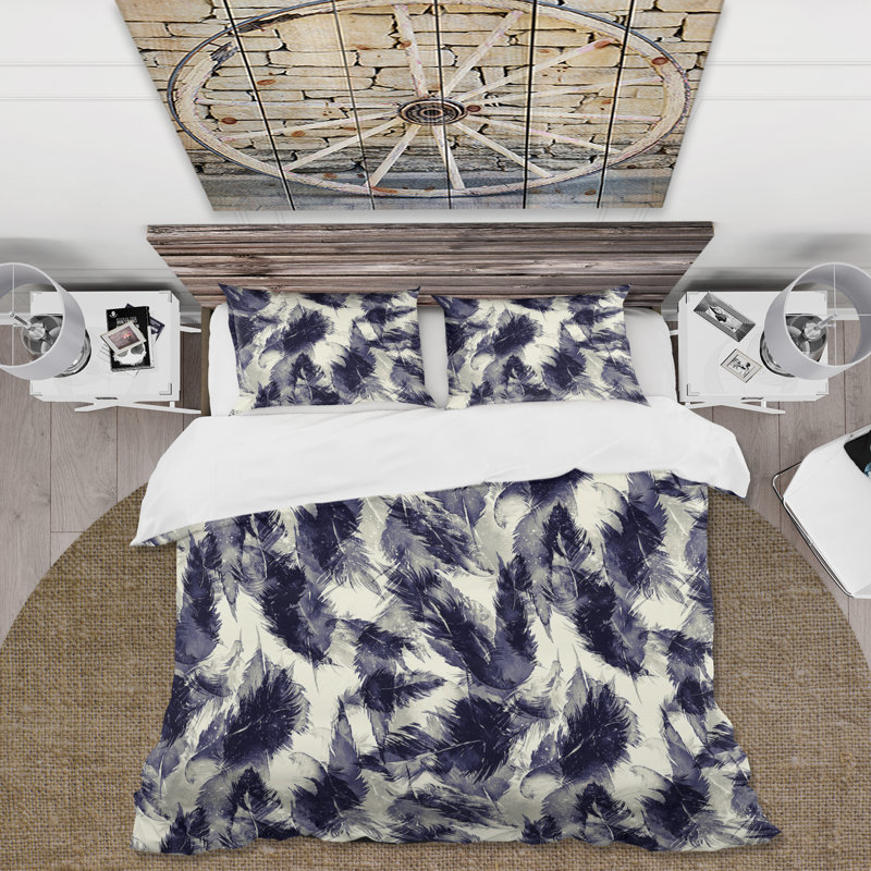 Ensemble de housse de couette bohémien Swirling Feather Dance VII - microfibre de polyester