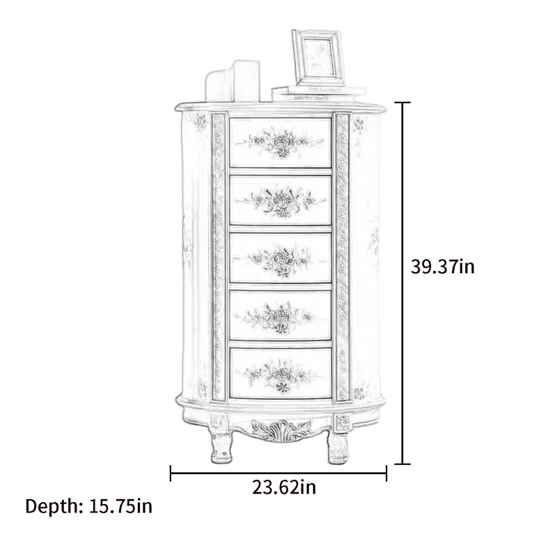 Hand-Painted 5-Drawer Accent Chest