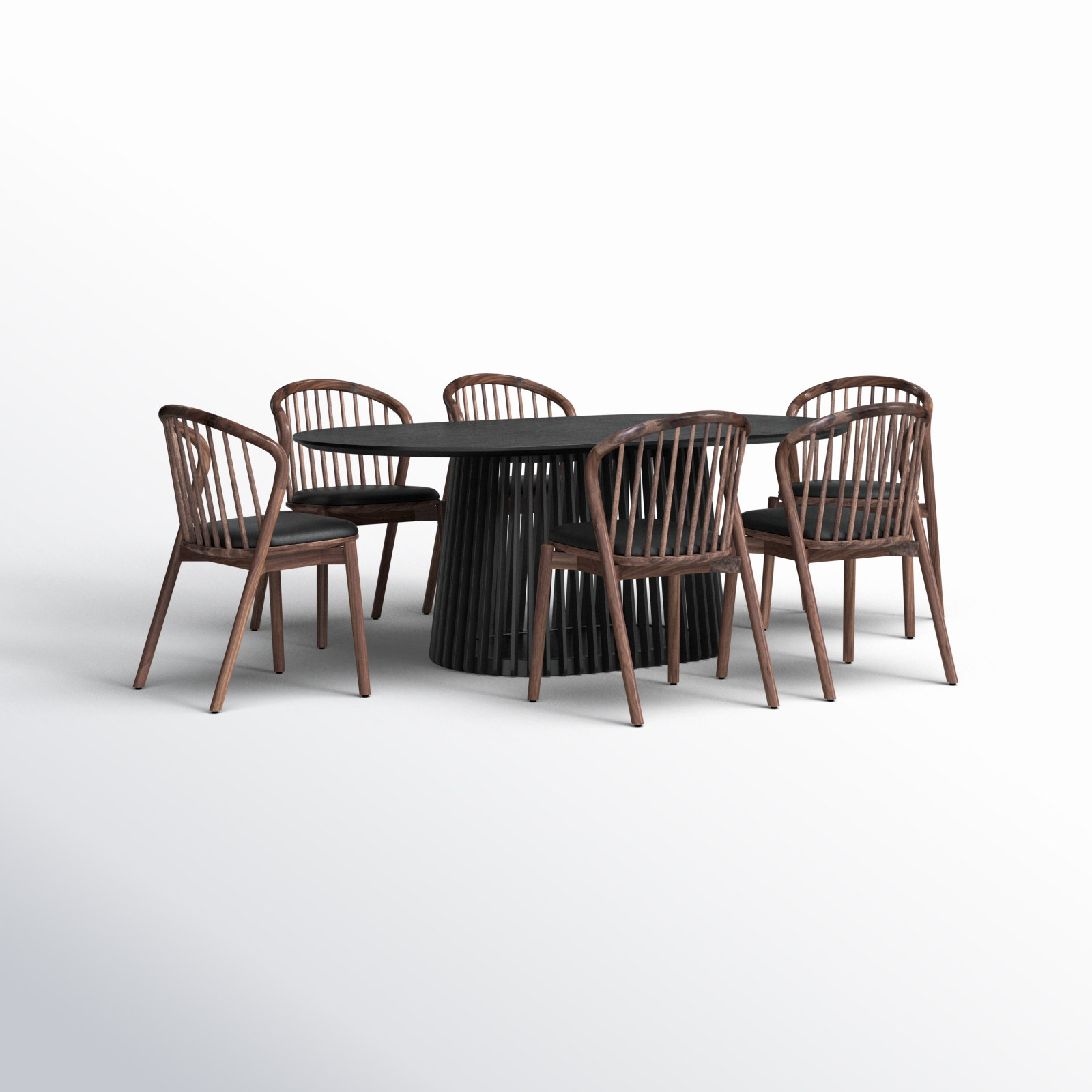 7 - Piece Dining Set, Black, Walnut