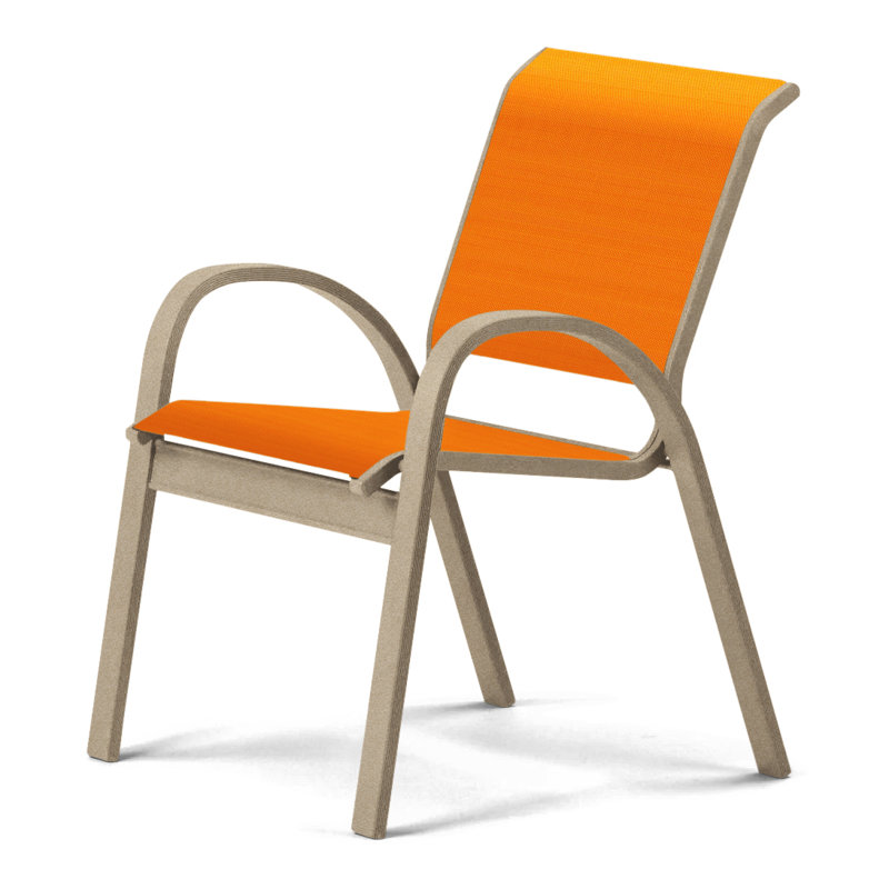 Chaise de patio empilable Hiraku, Toile Sunbrella® tangerine, Désert texturé