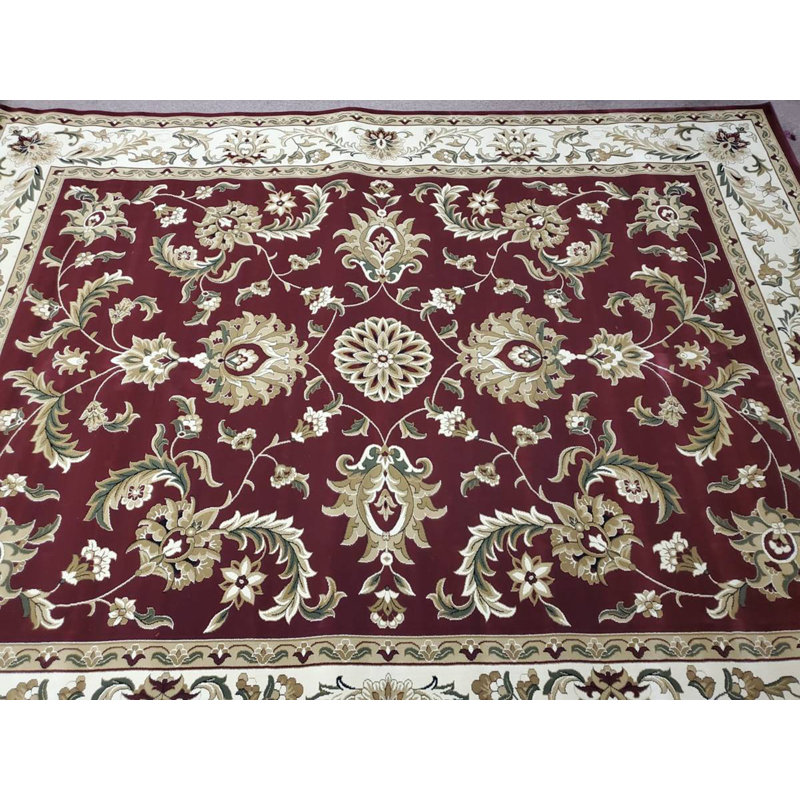 Peotone Oriental Area Rug in Burgundy/White, Rectangle 7'10.6" x 10'7.8"