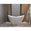 Baignoire autoportante en acrylique blanc brillant avec trop-plein chromé et bonde escamotable