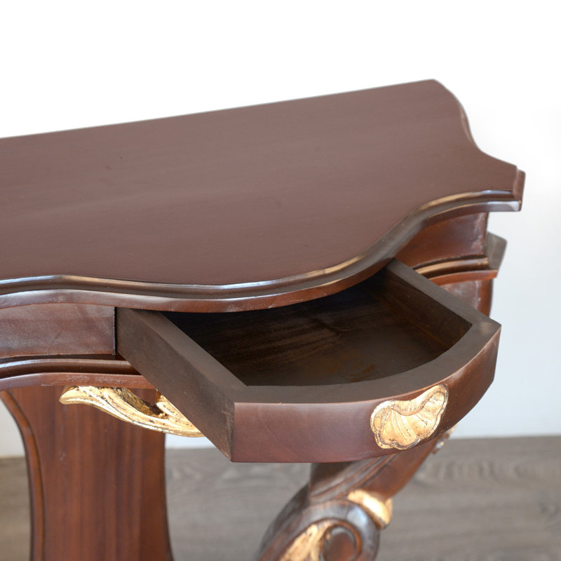 Console de couloir rétro, Bois espresso / or, Bois espresso