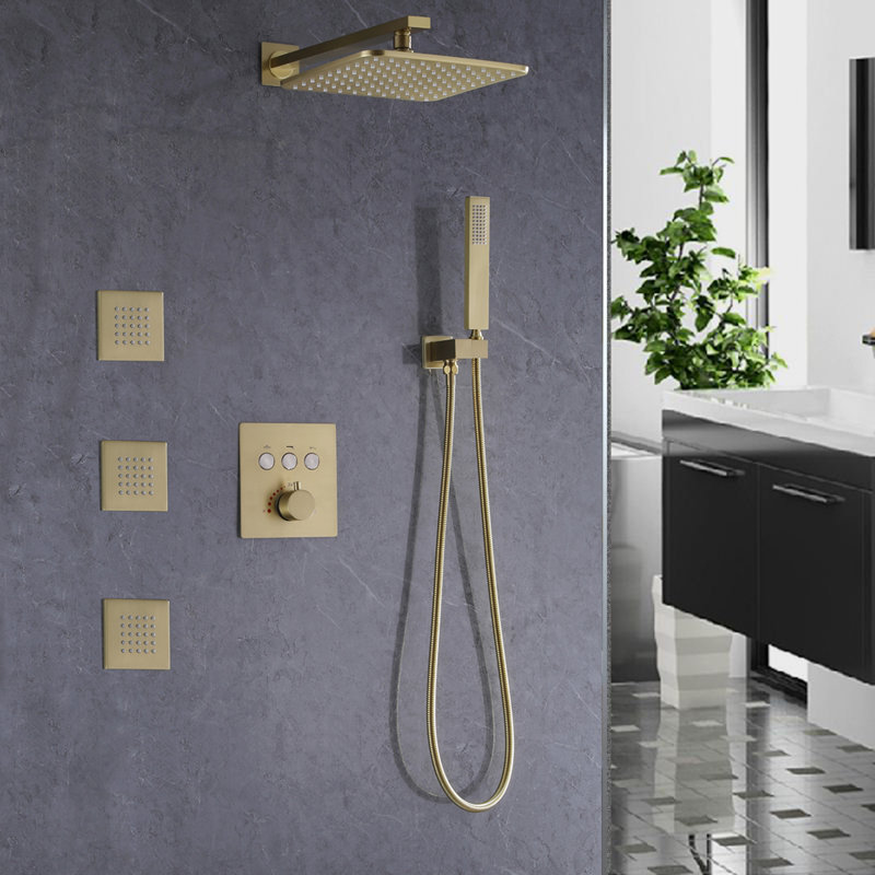 All-In-One Kit with Rough in-Valve, Brushed Gold