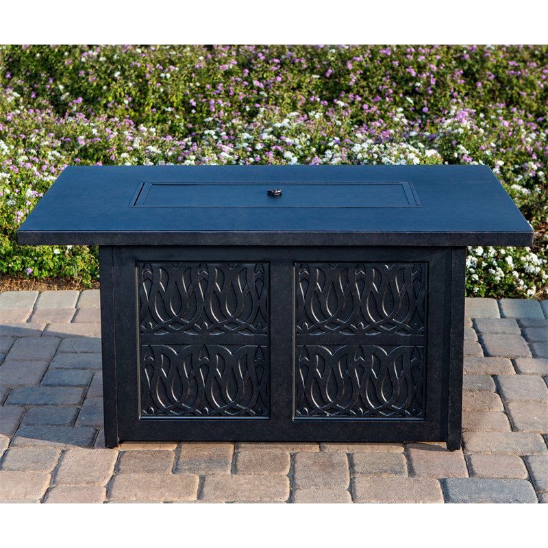 Table de foyer rectangulaire en aluminium de 50 po x 32 po avec verre et couvercle (seulement avec la table)