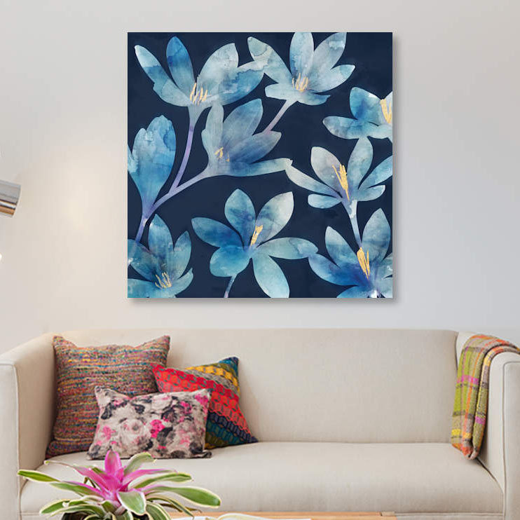 « mystique blue i », impression sur toile, H 12 po x l 12 po x P 1,5 po, Pas de tapis, Toile tendue
