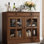 Buffet en bois de noyer avec porte en verre et tiroir, buffet de rangement de 35,4 po, meubles de salle à manger et de cuisine modernes