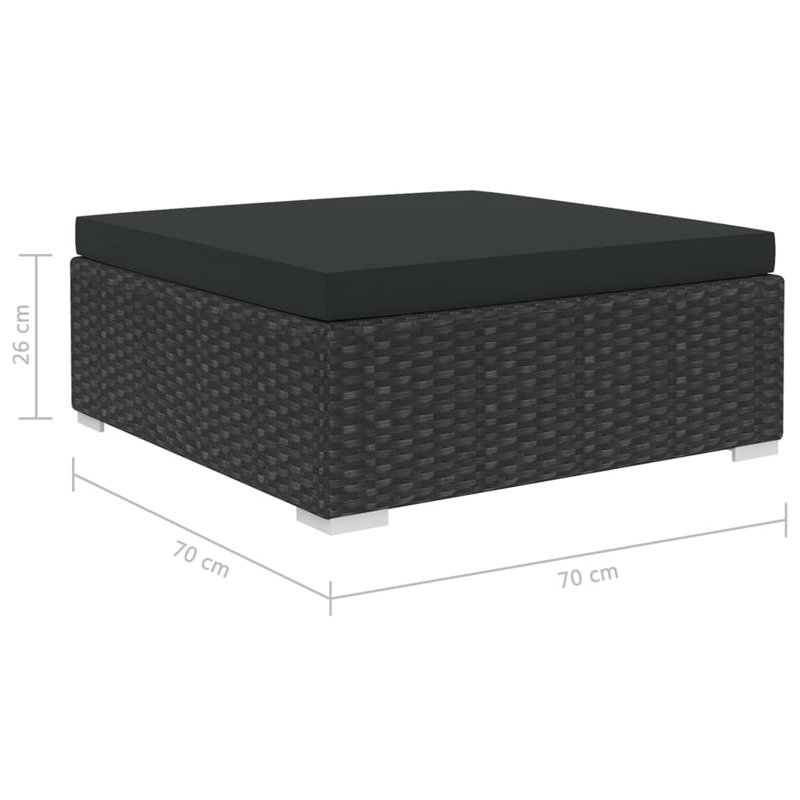 Agostiña 8 Piece Sectional with Cushions, Black, Black