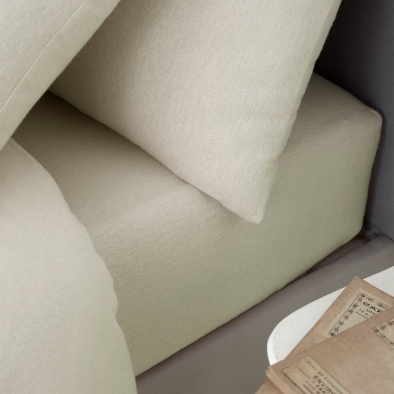 Brushed Cotton Fitted Sheet, Double (4'6), Cream