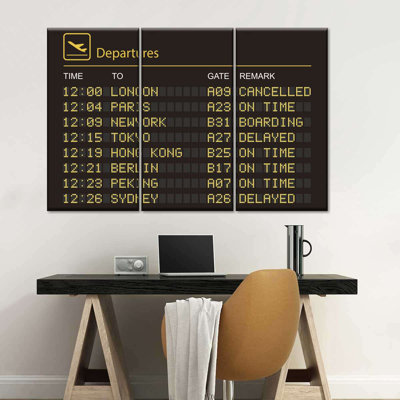 " Travel Departures Board " 3 - Pieces