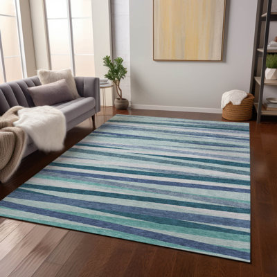 Tapis bleu sarcelle lavable intérieur / extérieur Liora 