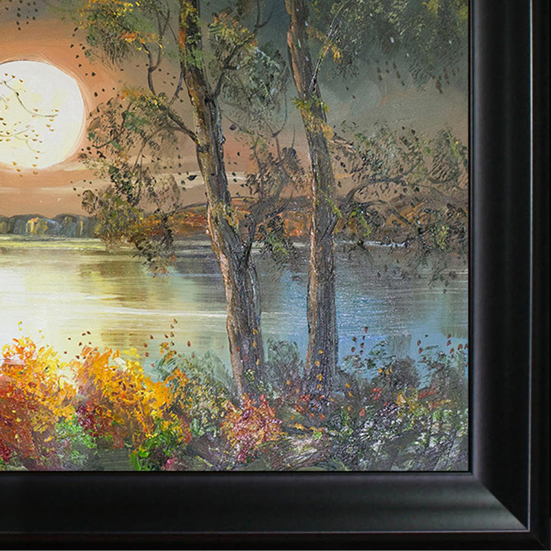 Reproduction de lune, peinture sur toile encadrée, H 29 po x l 41 po x P 2 po, Noir mat