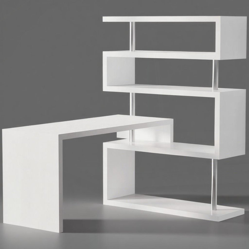 Bureau en coin avec tablette en L et tablettes en L