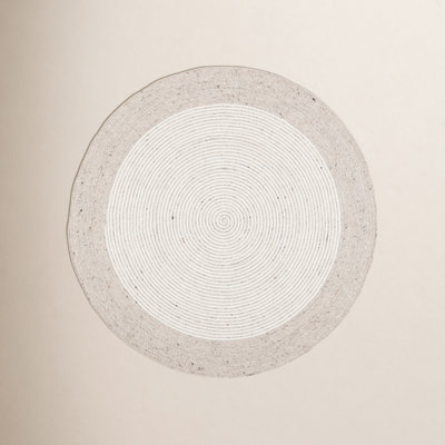 Aria Beige Ivory Hand-Woven Geometric Wool Rug