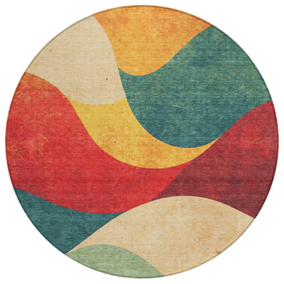Machine Washable Indoor/Outdoor Kimberlin ACN2184 Swirls Rug