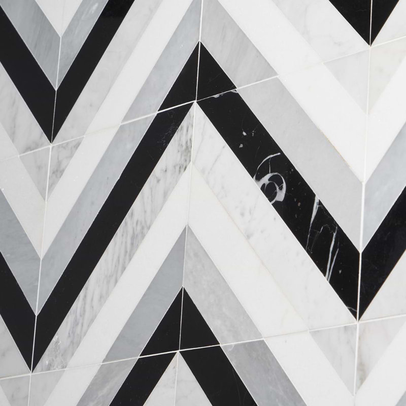 Bowery 8x8 Geometric Polished Marble Mosaic Tile