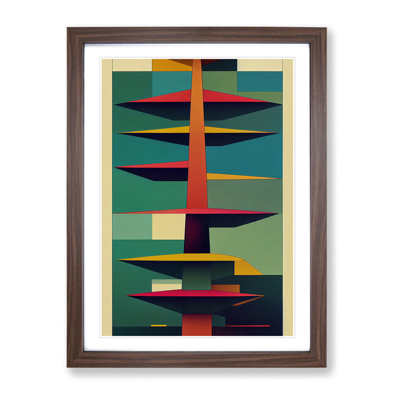 Bold Tree No.2 - Print, 66cm H x 48cm W x 2cm D, Walnut Framed, White