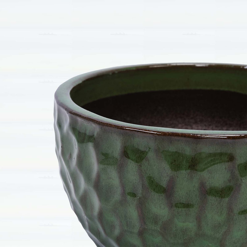 Ensemble de pots à fleurs en céramique émaillée faite à la main, 3 tailles avec motif martelé, idéal pour les plantes d'intérieur et d'extérieur