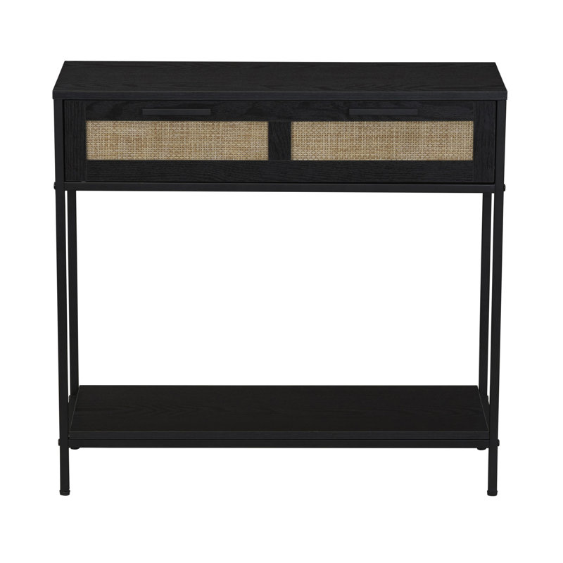 Table de console tressée, Plateau noir / base noire