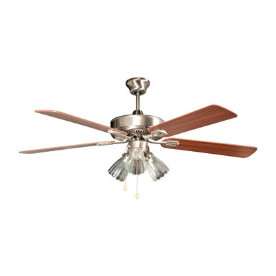Crosswind 5 52-Inch 5-Blade Dual-Mount Ceiling Fan with LED Light Kit in Stainless Steel