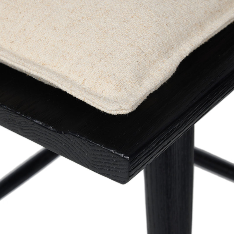 Garth Solid Wood Bar Stool, Bar Stool (29.94" Seat Height), Antwerp Natural/Linen Blend, Sandy Oak