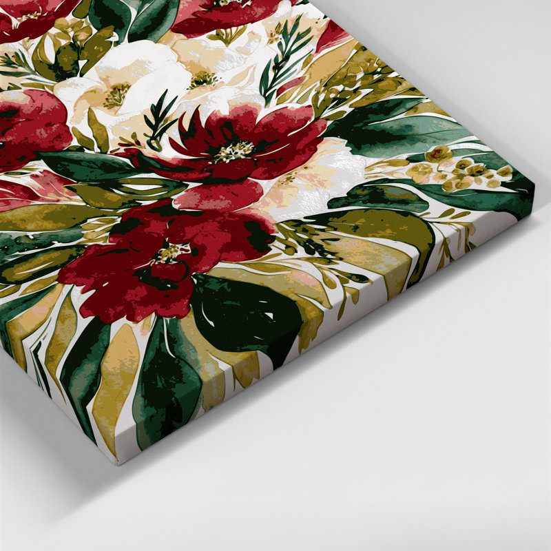 Aquarelle, art floral sur toile beige 25, H 11 po x l 14 po