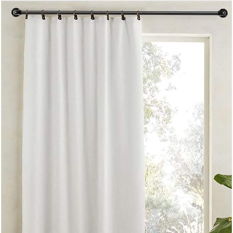 80cm Straight Tension Shower Curtain Rod & Hook Set, Matte Black