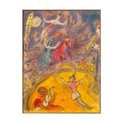 Reproduction giclée sur toile encadrée du tableau « Le Cirque » de Marc Chagall, idéale pour décorer un salon, une maison ou un bureau (cadre mince couleur bois, 45,7 x 61 cm).