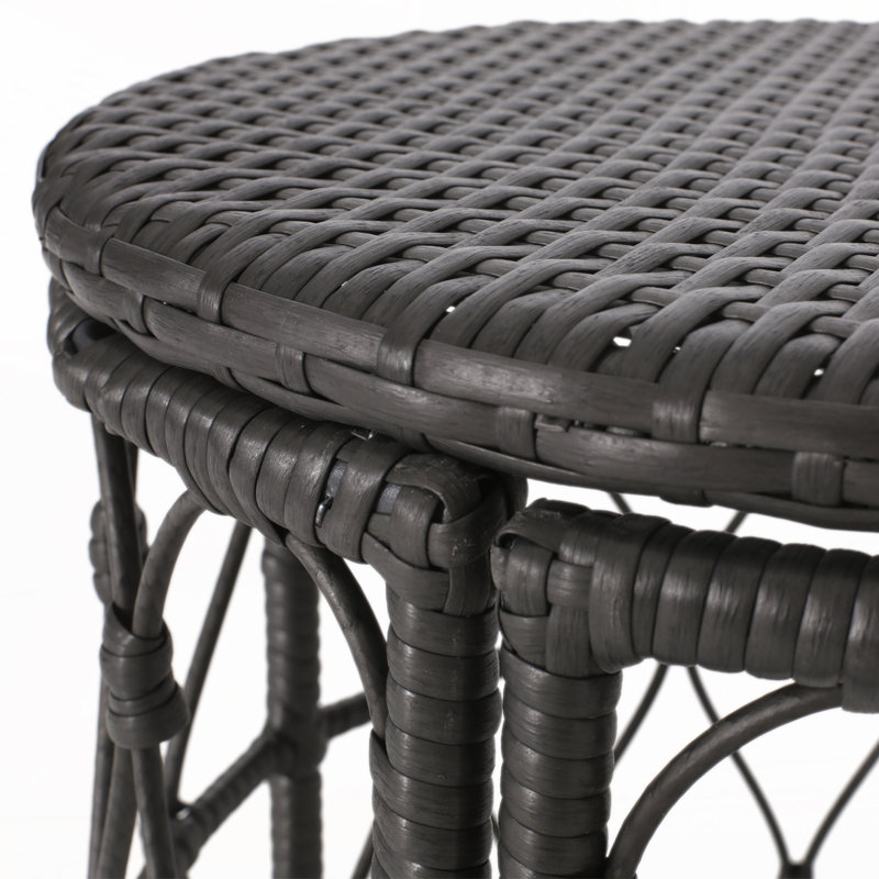 Table basse d'extérieur en osier Gustel, Gris